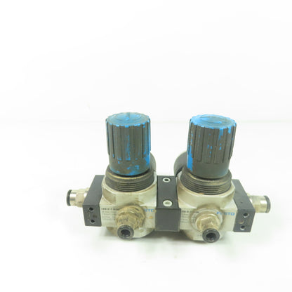 Festo LRB-D-7-MINI Dual Pneumatic Pressure Regulator 16Bar 0-60PSI Guage
