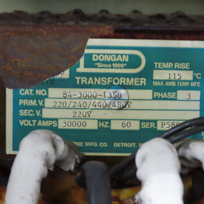 Dongan 84-3000-1350 30kVA Machine Transformer Pri 220/240/440-480V Sec 220V 3PH