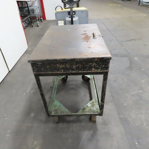 36" x 24" Steel Industrial Service Stock Parts Work Rolling Utility Cart W/Lid