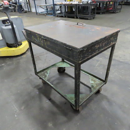 36" x 24" Steel Industrial Service Stock Parts Work Rolling Utility Cart W/Lid