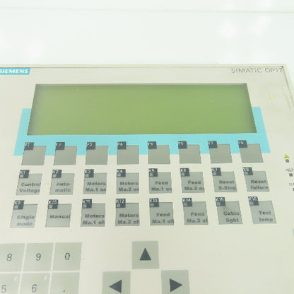 Siemens 1P 6AV3 617-1JC20-0AX1 Simatic OP17 Operator Control Panel 24VDC