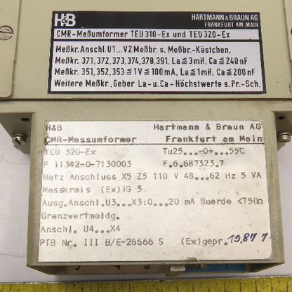 Hartmann & Braun TEU 320-EX 11342-0-7130003 Transformer