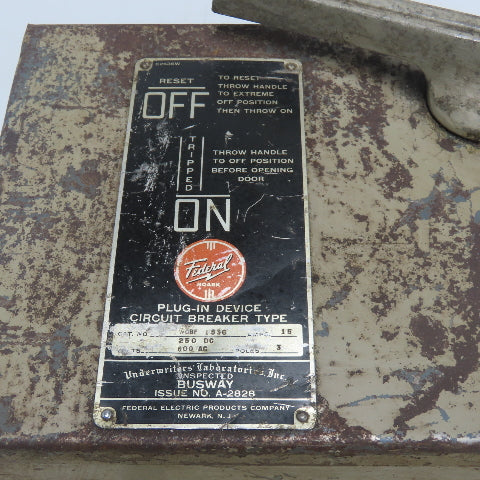 Federal Noark WCBF 1536 15A 3-Pole Plug-In Circuit Breaker Bus Plug Switch