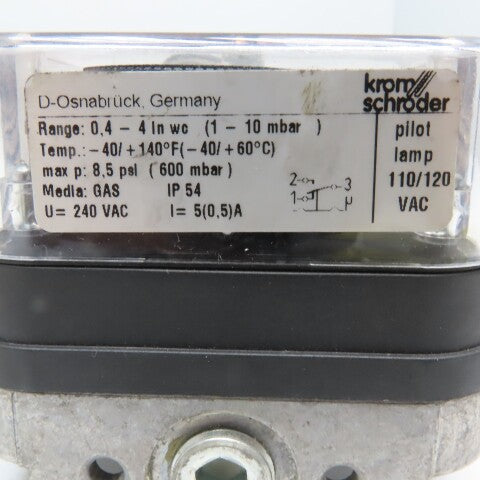 Krom Schroder DG10T 0.4-4" WC 8.5PSI Gas Pressure Switch