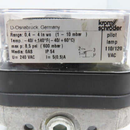 Krom Schroder DG10T 0.4-4" WC 8.5PSI Gas Pressure Switch