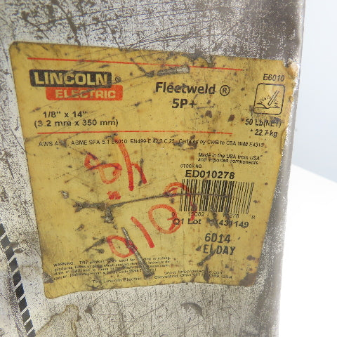 Lincoln ED010278 Fleetwood 5P+ 1/8"x 14" Stick Electrodes Welding Rod 22LBS