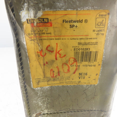 Lincoln ED010283 Fleetwood 5P+ 3/32"x 12" Stick Electrodes Welding Rod 50LBS