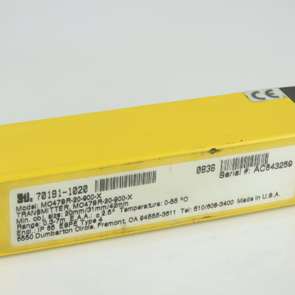 STI MC478R-20-900-X Micro Safe MC4700 Series Safety Light Curtain Transmitter