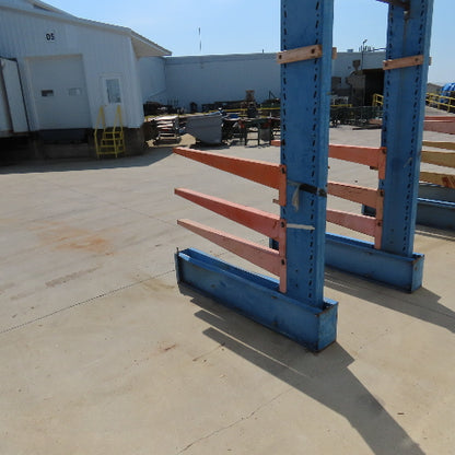 14' Tall Single Sided 2-Post Cantilever Rack 51" W x 48" Deep 3-Tier