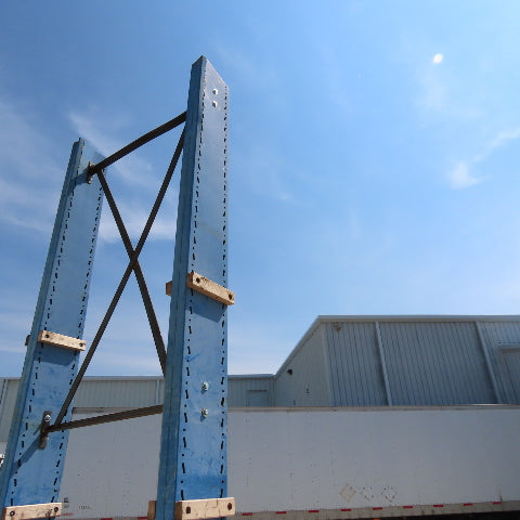 14' Tall Single Sided 2-Post Cantilever Rack 51" W x 48" Deep 3-Tier