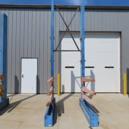 14' Tall Single Sided 2-Post Cantilever Rack 51" W x 48" Deep 3-Tier
