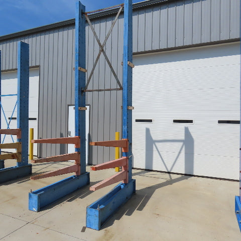 14' Tall Single Sided 2-Post Cantilever Rack 51" W x 48" Deep 3-Tier
