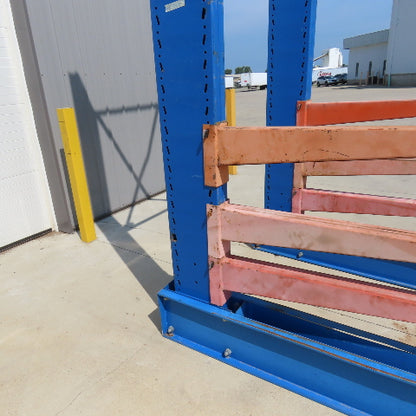 14' Tall Single Sided 2-Post Cantilever Rack 51" W x 48" Deep 3-Tier