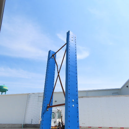 14' Tall Single Sided 2-Post Cantilever Rack 51" W x 48" Deep 3-Tier