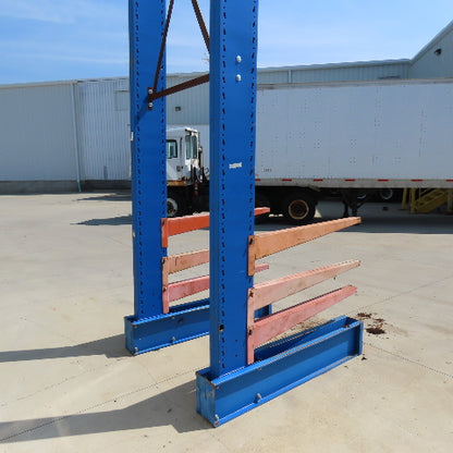14' Tall Single Sided 2-Post Cantilever Rack 51" W x 48" Deep 3-Tier