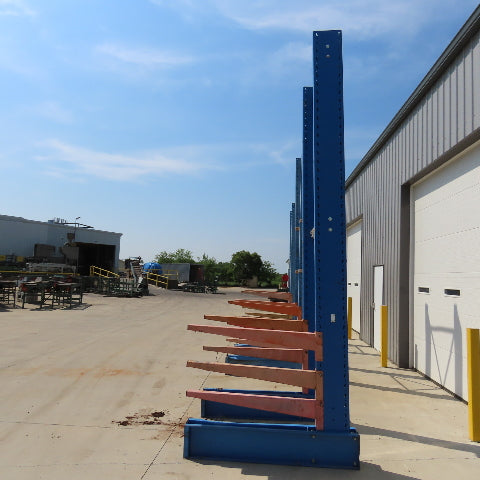 14' Tall Single Sided 2-Post Cantilever Rack 51" W x 48" Deep 3-Tier
