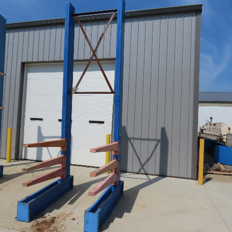 14' Tall Single Sided 2-Post Cantilever Rack 51" W x 48" Deep 3-Tier