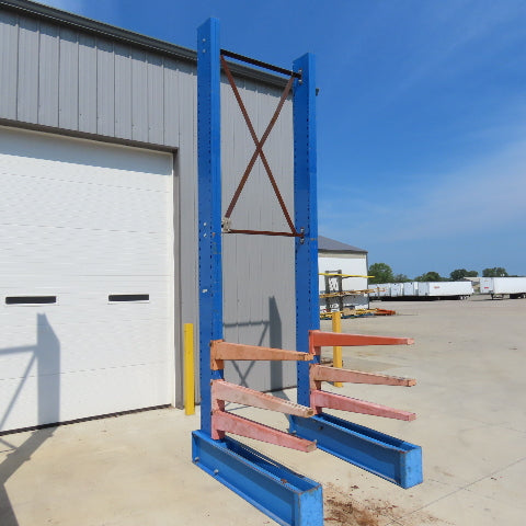 14' Tall Single Sided 2-Post Cantilever Rack 51" W x 48" Deep 3-Tier