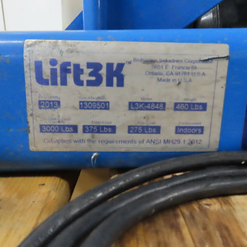 Bishamon L3K-4848 48 x 48" 3000LB Electric-Hydraulic Scissor Lift Table 120V 1PH