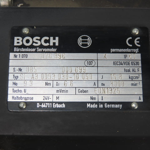 Bosch SF-A3.0093.030-10.050 9.3NM Servo Motor 3000RPM W/ Baugruppe 1:7 Gearbox