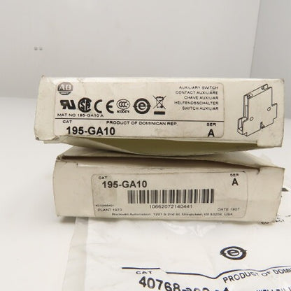 Allen Bradley 195-GA10 Auxiliary Switch NOS Lot Of 2