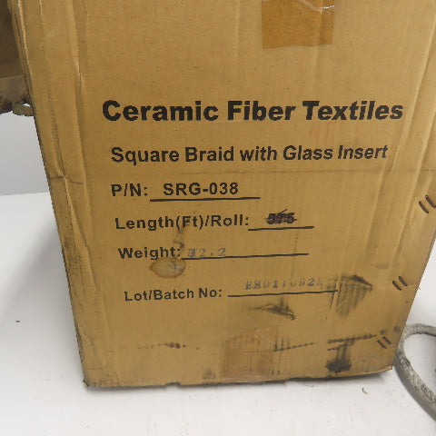 Taofibre SRG-038 Ceramic Fiber Braid Rope W/ Glass Insert 88' Long 3/8" Thick
