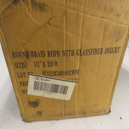 Ceramic Fiber Braid Rope W/ Glass Insert 172' Long 1/2" Thick