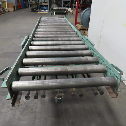 Roach 30" x 120" Heavy Steel Roller Gravity Conveyor 2.5" OD 27" BF W/ 3' Gate