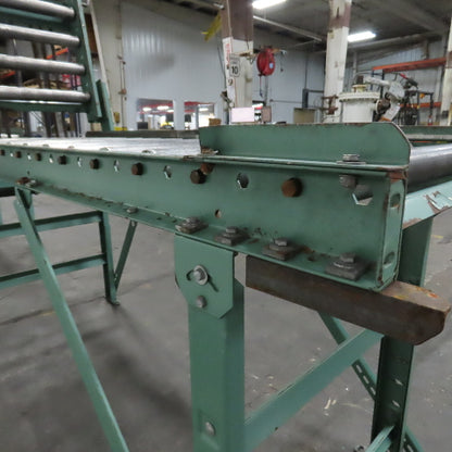 Roach 30" x 120" Heavy Steel Roller Gravity Conveyor 2.5" OD 27" BF W/ 3' Gate