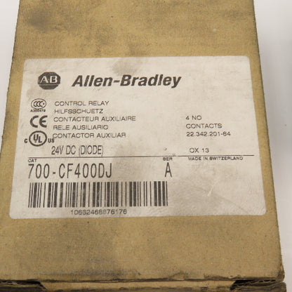 Allen Bradley 700-CF400DJ 4 N.O. Contact Contactor Relay 24VDC Coil