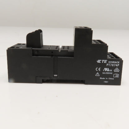 Schrack PT7874P 4 Pole Relay Socket 6A 250V DIN Rail Mount