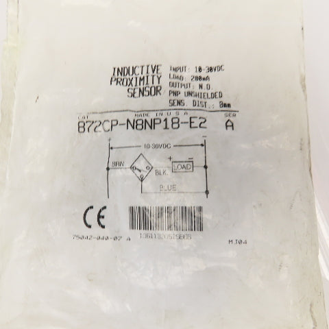 Allen Bradley 872CP-N8NP18-E2 Inductive Proximity Sensor 10-30VDC