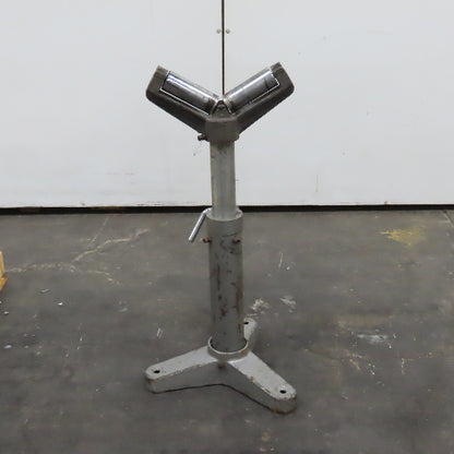 Heavy Duty Saw Cut Off Support V-Head Roller Stand Adjustable Height 24" To 38"