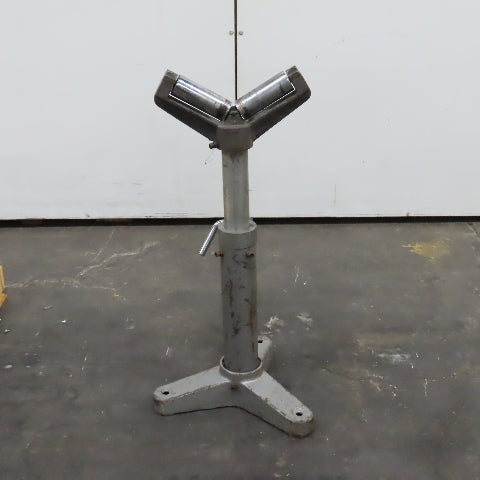 Heavy Duty Saw Cut Off Support V-Head Roller Stand Adjustable Height 24" To 38"