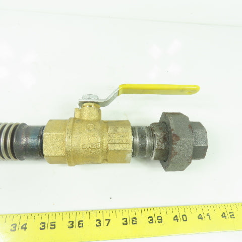 1" NPT x 12" Long Flexible Gas Line Assembly W/ Ball Valve & Union