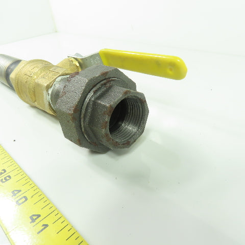 1" NPT x 12" Long Flexible Gas Line Assembly W/ Ball Valve & Union