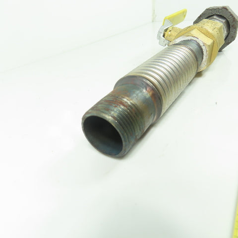 1" NPT x 12" Long Flexible Gas Line Assembly W/ Ball Valve & Union