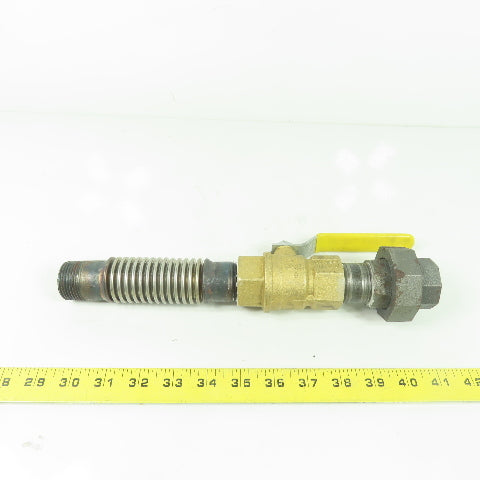 1" NPT x 12" Long Flexible Gas Line Assembly W/ Ball Valve & Union