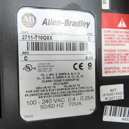 Allen Bradley 2711-T10G8X Ser C Panel View HMI Operator Terminal