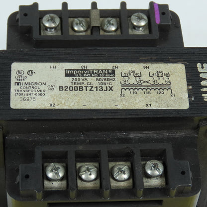 ImperviTran B200BTZ13JX 200VA Control Transformer Pri 220-480V Sec 110-115-120V