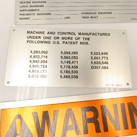 Milacron Injection Molding Machine Misc. Warning Tags Lot Of 21