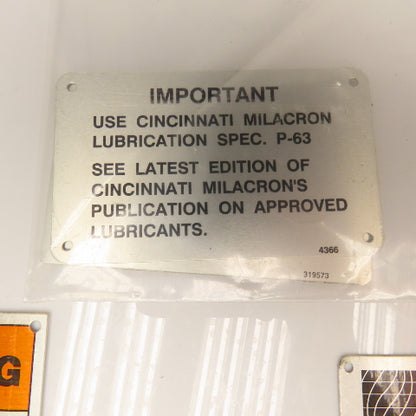 Milacron Injection Molding Machine Misc. Warning Tags Lot Of 21