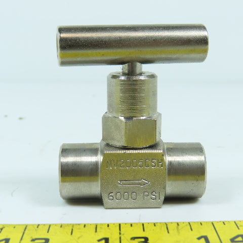 Acutek NV20005CSH Flow Control Needle Valve 6000PSI 1/4" NPT F-F Steel