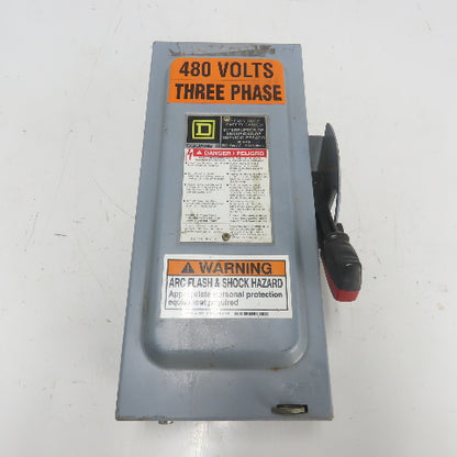 Square D HU361 30A Non-Fusible Heavy Duty Safety Disconnect Switch 600V AC Type1