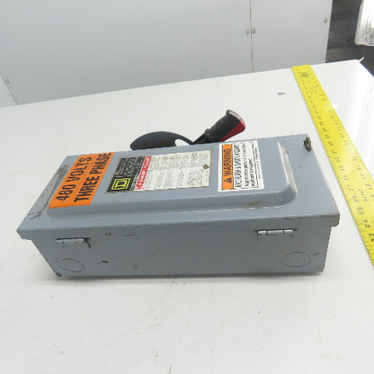 Square D HU361 30A Non-Fusible Heavy Duty Safety Disconnect Switch 600V AC Type1