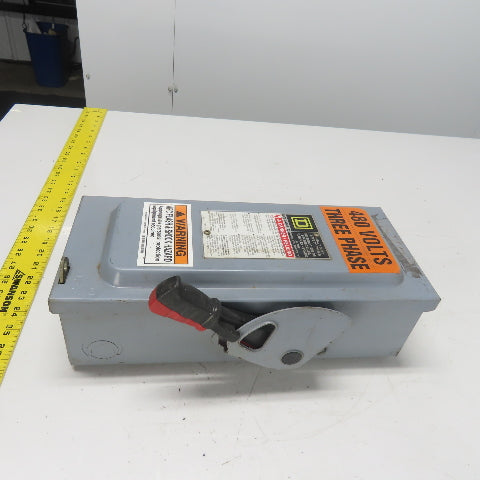 Square D HU361 30A Non-Fusible Heavy Duty Safety Disconnect Switch 600V AC Type1