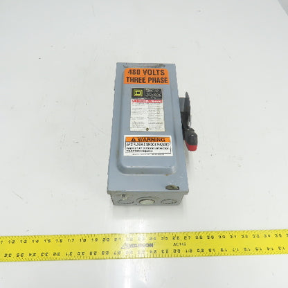 Square D HU361 30A Non-Fusible Heavy Duty Safety Disconnect Switch 600V AC Type1