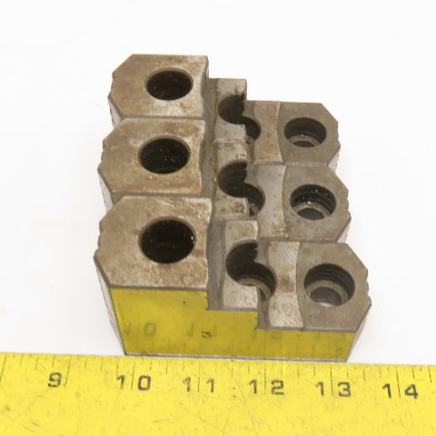 ID/OD 4" x 2" x 1-1/2" T Hardened Steel Serrated Lathe Chuck Step Jaw Set Of 3