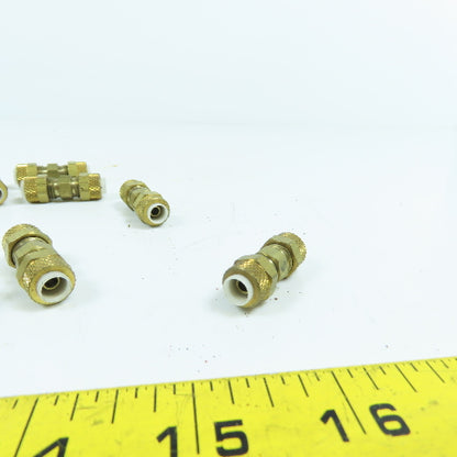 Parker 1/4" Tube Compression Brass Union Coupling Splice Lot Of 15