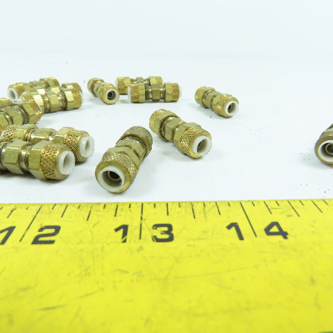 Parker 1/4" Tube Compression Brass Union Coupling Splice Lot Of 15